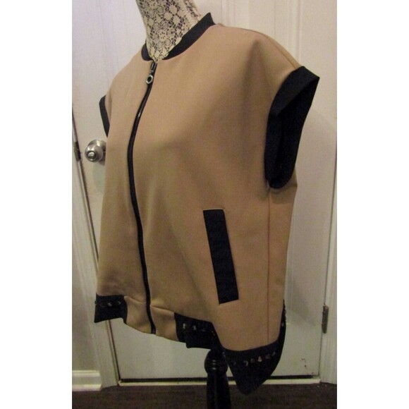 Indies Zip Camel Vest NWT Gilet Bunny Animal Print Rhinestones Retail $169 S/M - Picture 3 of 8